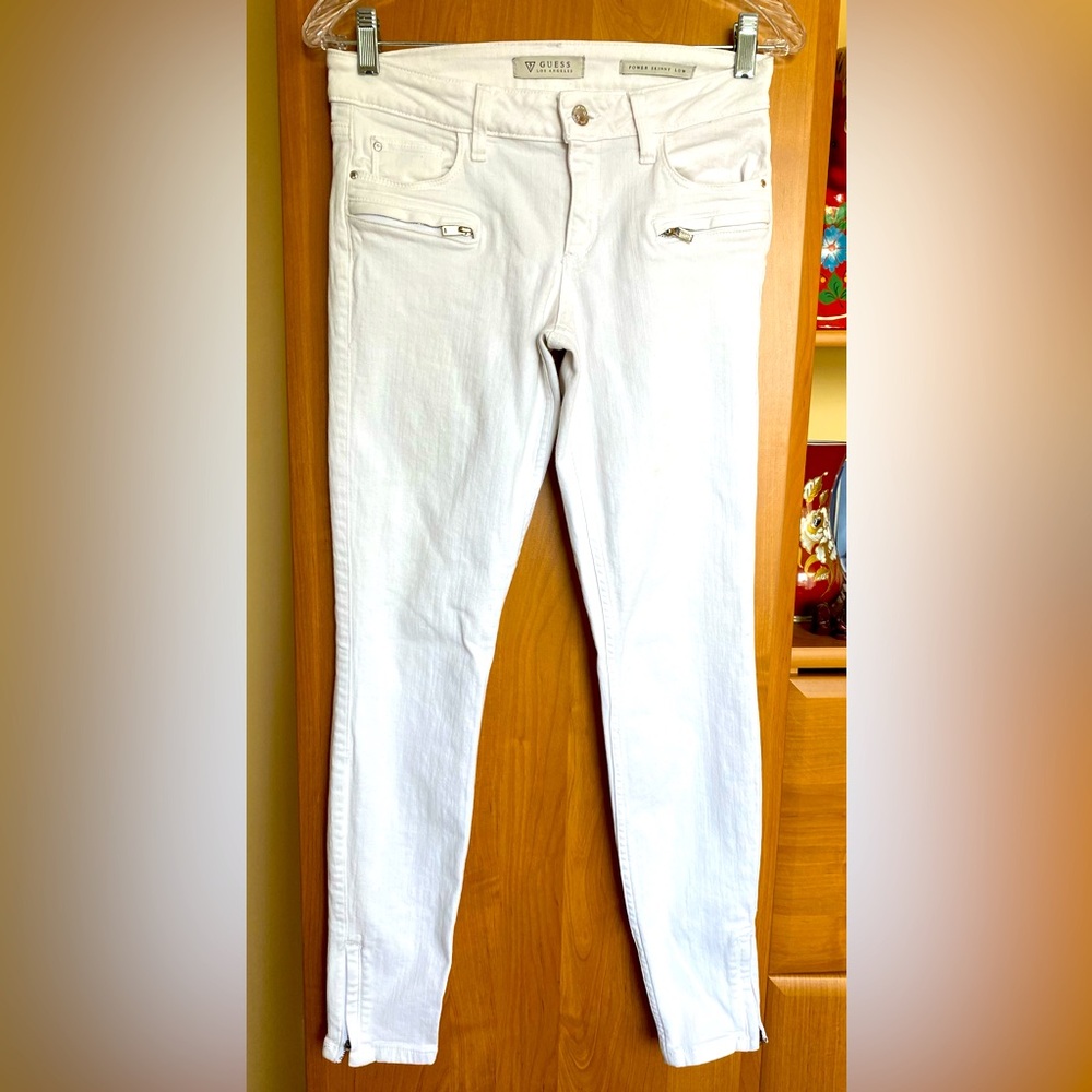 Guess Los Angeles White Power Skinny Low Jeans size 27